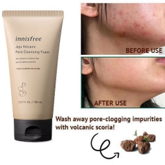 Sữa Rửa Mặt Tro Núi Lửa Trị Mụn Đầu Đen, Bã Nhờn Innisfree Jeju Volcanic Pore Cleansing Foam 150ml