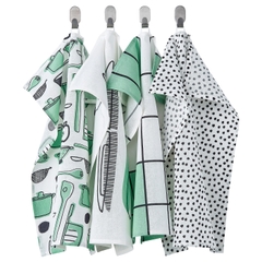 Set 4 khăn bếp họa tiết xanh RINNIG IKEA 45x60cm