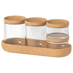 Set 4 lọ có nắp và khay SAXBORGA