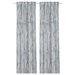 Rèm Cửa Đôi Màu Xanh Trắng Klippnejlika Ikea 145x250cm