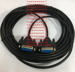 Cáp RS232C Chuẩn Công Nghiệp 15 Chân 2 Hàng Âm Âm Cổng Song Song Nối Tiếp D-SUB DB15 Female to DB15 Female 2 Row 15Pin 28AWG Cable Black Length 10M