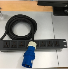 Thanh Nguồn PDU 1U Rack 19 8 Way Universal UK Outlet Công Suất Max 32A 250V to IP44 IEC309-2 Plug Power Cord 3x4.0mm Length 4.5M