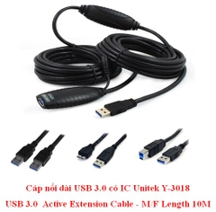 Cáp nối dài USB 3.0 có IC Unitek Y-3018 USB 3.0 Active Extension Cable - M/F Length 10M