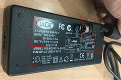 Adapter Original Lacie ACU057A-0512 ACLG-51 AC Adapter 5VDC 4.2A 12V 3A For RAID Enclosure SATA Hard Drives Connector Size 4Pin 10mm Mini Din