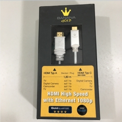 Cáp Chuyển Đổi Tín Hiệu Banana Gold HDMI to Mini HDMI Cable Support Ethernet 3D Audio Return Channel Length 1.8M