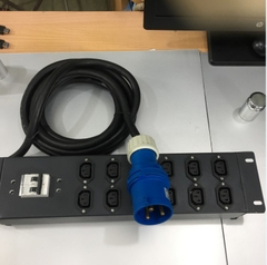 Thanh Nguồn PDU 2U Rack 19 12 Way IEC C13 Outlet Có MCB BHW-T4 C32 MITSUBISHI Công Suất Max 32A 250V to IP44 IEC309-2 Plug Power Cord 3x4.0mm Length 4.5M