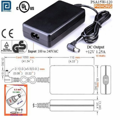 Adapter Original 12V 1.25A 15W PHIHONG PSA15W-120 91-59026 Connector Size 5.5mm x 2.1mm