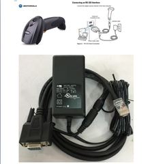 Bộ Cáp Cho Máy Quét Symbol DS6708 Barcode Scanner CBA-R02-C09PAR Cable RS232 to RJ50 10Pin Cable with DC Power và Adapter 5V 1.5A DC Power Supply Length 1.8M