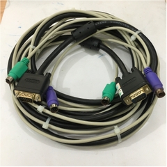 Cáp Điều Khiển KVM Switch Cable 3 in 1 PS2 Keyboar Mouse and VGA Male to Male For KVM Switch Smart View Pro or KVM Switch LCD or Led Computer Monitor Hàng Bóc Thiết Bị Đã Qua Sử Dụng Length 3M