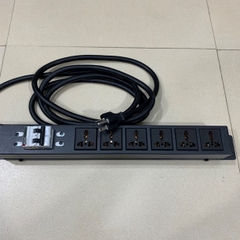 Thanh Nguồn Điện PDU 1U Rack Universal 6 Way UK Outlet Có MCB Công Suất Max 20A to NEMA 6-20P Plug Power Cord Length 3x3.31mm² Length 3M