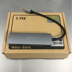 Cáp Chuyển Đổi Tín Hiệu Type C to 4 Port USB 3.0 Adapter USB Hub With USB 3.0 USB-C SILVER Chính Hãng Z-TEK ZY318