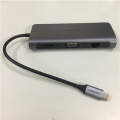 Cáp Chuyển Đổi Tín Hiệu MacBook Pro USB Type-C Hub MacBook Thunderbolt 3 Adapter UGREEN 40873 9-in-1 USB-C Dongle with Gigabit Ethernet USB-C to HDMI VGA Adapter 100W Power Delivery 3 USB 3.0 SD TF Card Reader