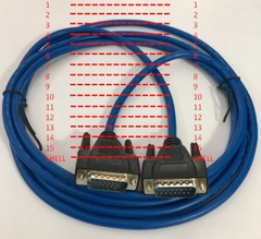 Cáp RS232C D-SUB 15 Chân Hai Hàng Dương DB15 Male to DB15 Male 2 Row 15Pin 28AWG Multi-Core Cable Blue Length 2.5M