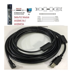 Cáp Kết Nối PLC Programming DELTA UC-PRG030-01A USB Type A to Mini B Left Angled 90 Degree Cable For Module AH20MC-5A AH20MC5A Tới Computer Length 5M