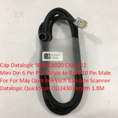Cáp Datalogic 90G001020 CAB-322  Mini Din 6 Pin PS/2 Male to RJ50 10 Pin Male For For Máy Quét Mã Vạch Barcode Scanner Datalogic QuickScan QD2430 Black Length 1.8M
