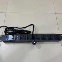 Thanh Nguồn PDU 1U Rack Universal 6 Way UK Outlet Có MCB Công Suất Max 3680W 16A to Schuko Plug Power Cord Length 3x1.5mm² Length 1.5M