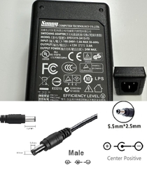 Adapter 12V 2A 24W Sunny OEM Thay Thế BYX3-1202000 12V 2A IEC C14 Plug + C - Connector Tip Size 5.5mm x 2.5mm For Datalogic Barcode Scanner 12V AC-DC Power Supply