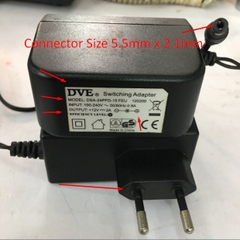 Adapter Original DVE 12V 2A 24W DSA-24PFD-15 FEU Connector Size 5.5mm x 2.1mm