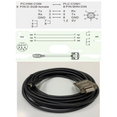 Cáp Lập Trình DVPCAB215 50ft Dài 15M Cable RS232 MD8M to DB9 Female For PLC Delta DVP Series Connect Computer/HMI Có Chống Nhiễu Shielded