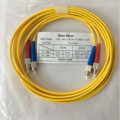 Dây Nhẩy Quang Data Sheet Fiber Optic Cable FC to FC Singlemode Duplex 9/125 3.0mm PVC Length 3M