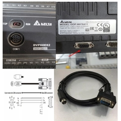 Cáp kết nối DOPACAB2A20L UC-MS020-06A For PLC to màn hình hiển thị HMI Delta DOP RS232 8 Pin Mini DIN Male to DB9 Male Serial Length 2M