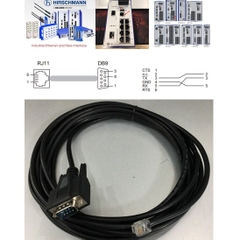 Cáp Cấu Hình Switch Hirschmann Industrial Ethernet Terminal Cable 943 222-001 V.24 interface RS232 RJ11 4Pin 6P4C to DB9 Male Connector Length 5M