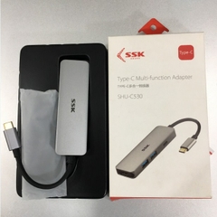 Cáp Chuyển Đổi Tín Hiệu Type-C 3.1 to HDMI Multiport Adapter USB Hub with USB 3.0 USB-C SILVER Chính Hãng SSK SHU - C530