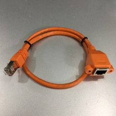 Cáp Nối Dài Mạng LAN Có Đai Vít Network Extension Cable Cat5E RJ45 Male to Female Screw Panel Mount Ethernet LAN Orange Supports 10/100/1000 Length 50Cm