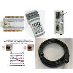 Cáp Lập Trình Allen Bradley 1761-CBL-HM02 1761 Series CPU MicroLogix1000 to Hand Held Programmer System RS232 Cable Mini Din 8 Pin Male to Male Length 1.8M