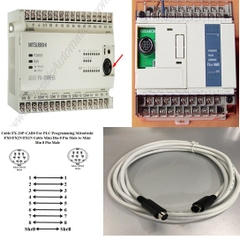 Cáp Kết Nối FX-20P-CAB0 Lập Trình Cáp Cho PLC Programming Mitsubishi FX0/FX2N/FX1N Cable Mini Din 8 Pin Male to Mini Din 8 Pin Male Length 3M