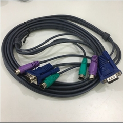 Cáp Điều Khiển KVM Switch Cable 3 in 1 PS2 Keyboar Mouse and VGA Male to Male For KVM Switch Smart View Pro or KVM Switch LCD Computer Monitor Length 3M