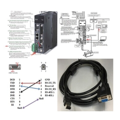 Cáp Lập Trình Điều Khiển ASD-A2 RS232 Communication Cable 3M  ASD-CARS0003 For Delta AC Servo Drive & Motor ASDA-B2 Series