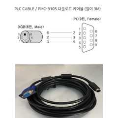 Cáp Điều Khiển PLC Programming LS PLC XGB Series PMC-310S PC to PLC RS-232C DB9 Female to 6 Pin Mini DIN Male length 5M