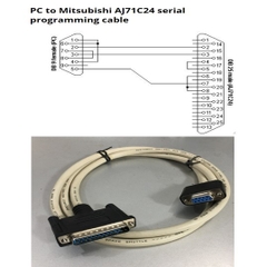 Cáp Lập Trình PC to Mitsubishi AJ71C24 Serial Programming Cable RS232 DB9 Female to DB25 Male Length 1.3M