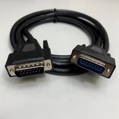 Cáp Điều Khiển DB15 Male to Male 15 Pin 2 Row Serial Straight Through Dài 2M 6.5ft Shielded Cable Hitachi E41447-HCV 15 Core x 0.17mm² 80°C 300V OD 8.0mm Black For Data Communication CNC