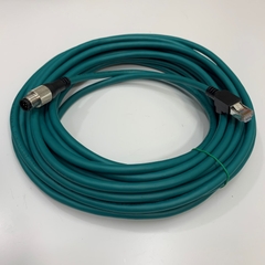 Cáp CCB-84901-1004-10 185-0254R 33Ft Dài 10M Cable Ethernet COGNEX M12 A-Code 8 Pin Male to RJ45 Green Color PVC
