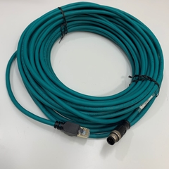 Cáp M12EN-M8SR-20M 65Ft Dài 20M Cable Ethernet COGNEX M12 A-Code 8 Pin Male to RJ45 Green Color PVC