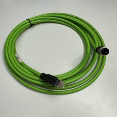 Cáp 5M 17ft TECO Cable M12 4 Pin D-Code Male to RJ45 For Cable Industrial Ethernet Cable