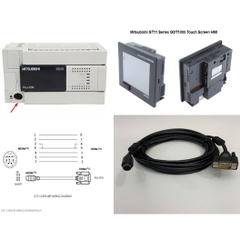 Cáp Lâp Trình GT01-C100R4-8P Mini Din 8 Pin to DB9 Male Communication RS422 Cable 5M For HMI GT11 GT15 GT16 GT104 GT105 Series Mitsubishi Với PLC Mitsubishi FX Series