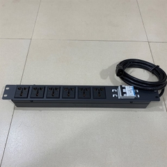 Thanh Phân Phối Nguồn Điện PDU Rack Universal 6 Way UK Outlet Có MCB Công Suất Max 20A to C14 Plug Power Cord 3x2.08mm² Length 2.7M