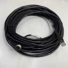 Cáp 15M 50ft M12 D-Code 4 Pin Male to RJ45 Ethernet 24AWG SFTP Shielded Cable M12 4P Male D-CONFIG 15M For Industrial M12 D-Coded Male