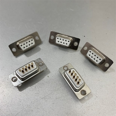 Đầu Rắc Hàn Cổng RS232 Com 9 Chân Âm Gold Plated DB9 2 Rows White Female 9 Way Solder Connector Socket Plug