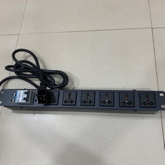 Thanh Phân Phối Nguồn Điện PDU 1U Rack Universal 6 Way UK Outlet Có MCB Công Suất Max 20A to C20 Plug Power Cord 3x2.5mm² Length 3M