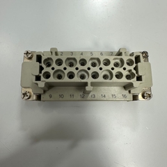 Đầu Jack Harting Han 16 E-F Connector HDC 16 Pin Female + PE 16A 500V 6KV3 For Industrial Power Cable