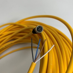 Cáp Điều Khiển Connector M8 4 Pin Female K-Coded to 4 Core Bare Wire Open End Dài 30M 90ft Cable Pilz E33141 4x0.25mm² OD 5.0mm Colour Yellow in Germany