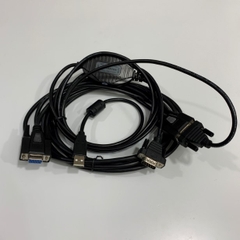 Bộ Combo Cáp Điều Khiển Download/Upload Data Cable 6232-9F9F-10CRE RS232 3M + USB to 2 Port RS232 Serial Gearmo USA-FTDI2X For Industrial PCL Với Computer