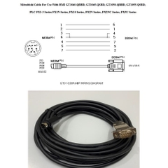 Cáp Lập Trình GT01-C150R4-8P 50 ft Dài 15M Cable MD8M to DB9 Male For PLC Mitsubishi FX Series Connect HMI Mitsubishi GOT1000/GT11/GT12/GT15/GT105