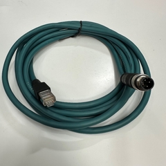 Cáp 3M 10ft Datalogic CAB-ETH-M03 M12-IP67 Cable M12 4 Pin D-Code Male to RJ45 Cable Ethernet Industrial Barcode Scanner Datalogic