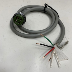 Cáp 1M 3.3ft Connector Sanwa 41-6590 4 Pin Female 125V 5A to 4 Core Ends Cable FUJI E.W.C 4 x 0.3mm² MVVS OD Ø 6.3mm Gray For CNC Industrial, Robot Industrial Cable