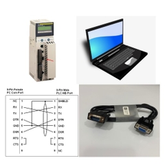 Cáp Lập Trình Schneider 990NAA26320 Cable RS232 Length 1.8M For Schneider Modicon PLC Modicon Quantum PLC Series Với Computer